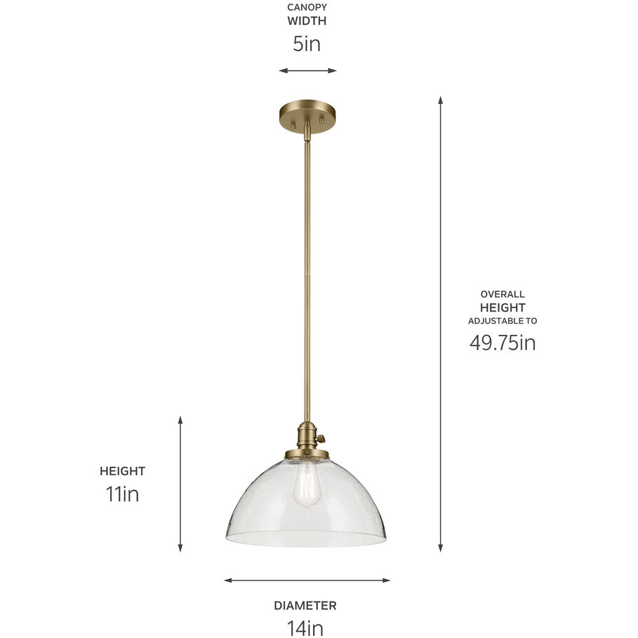 Avery 1 Light Natural Brass Pendant Ceiling Light