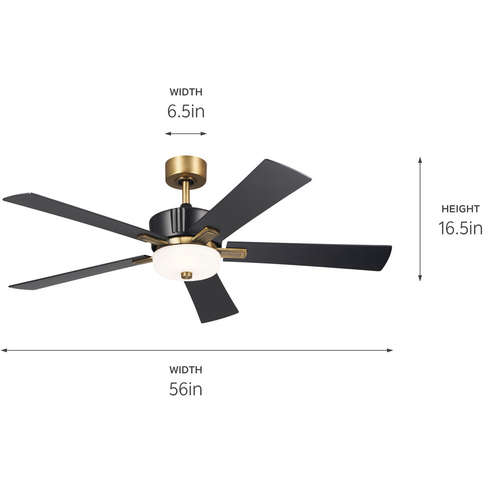 Icon 56 inch Satin Black with Black Blades Ceiling Fan