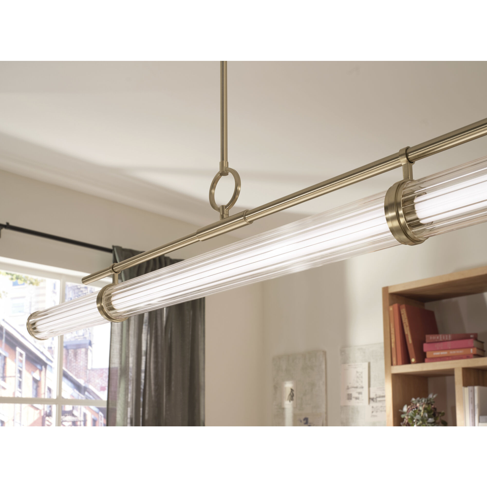 Riven LED 8 inch Champagne Bronze Chandelier Linear Ceiling Light