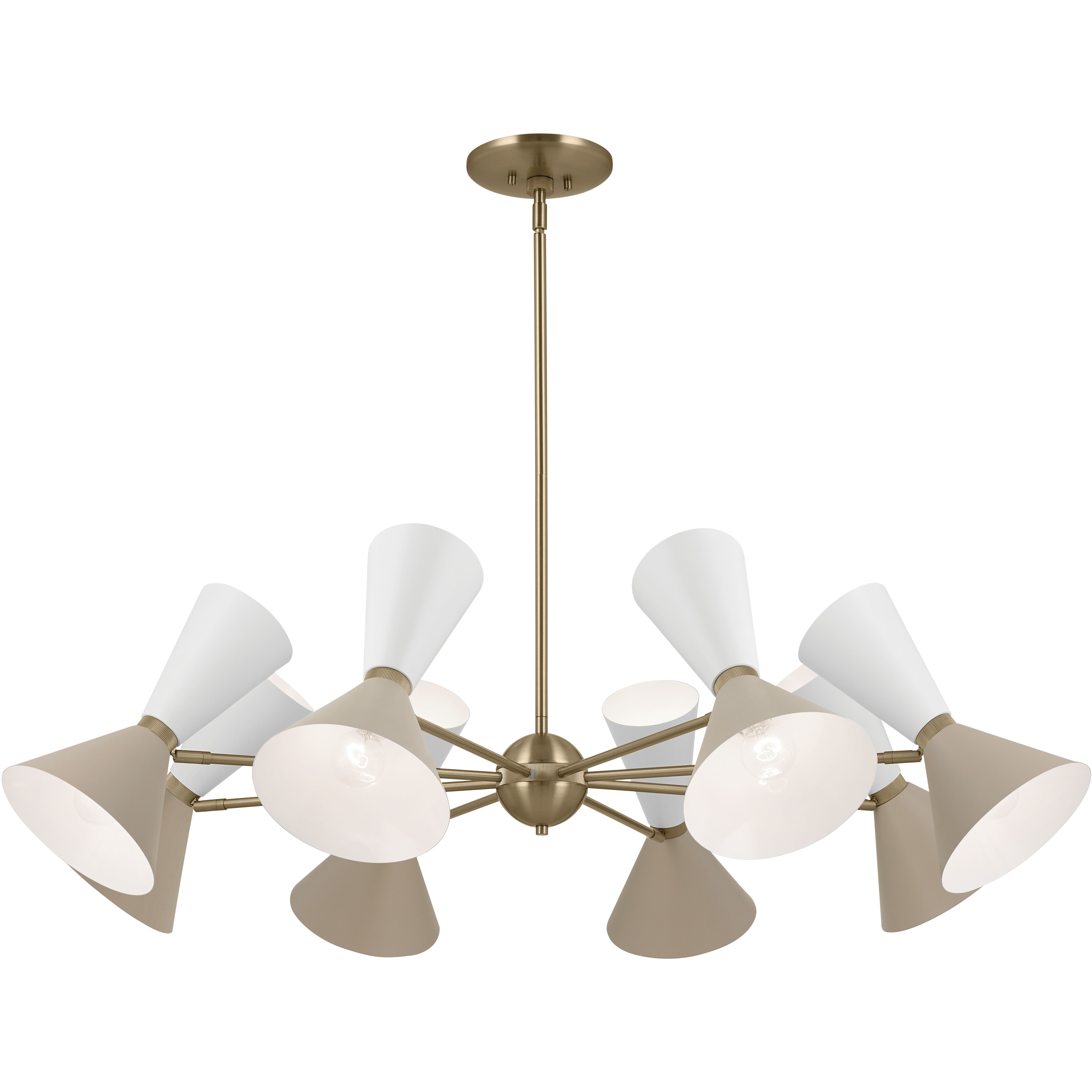 Phix LED 48.75 inch Champagne Bronze with Greige and White Chandelier Ceiling Light