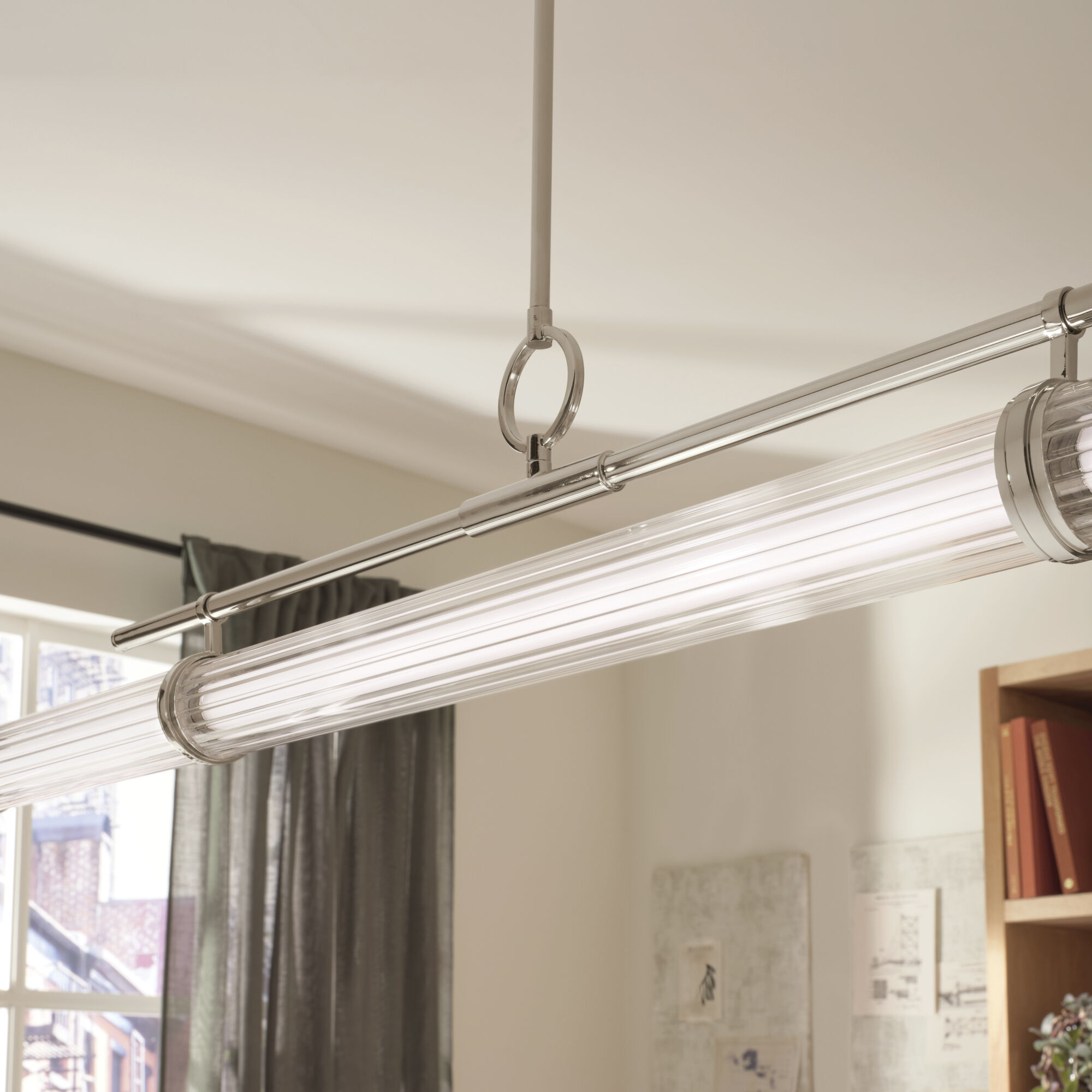 Riven LED 8 inch Polished Nickel Chandelier Linear Ceiling Light
