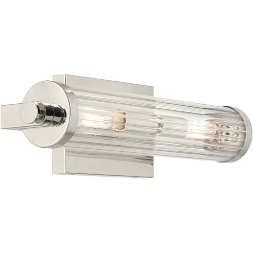 Azores 2 Light 16 inch Polished Nickel Bath Bracket Wall Light, 2 Arm