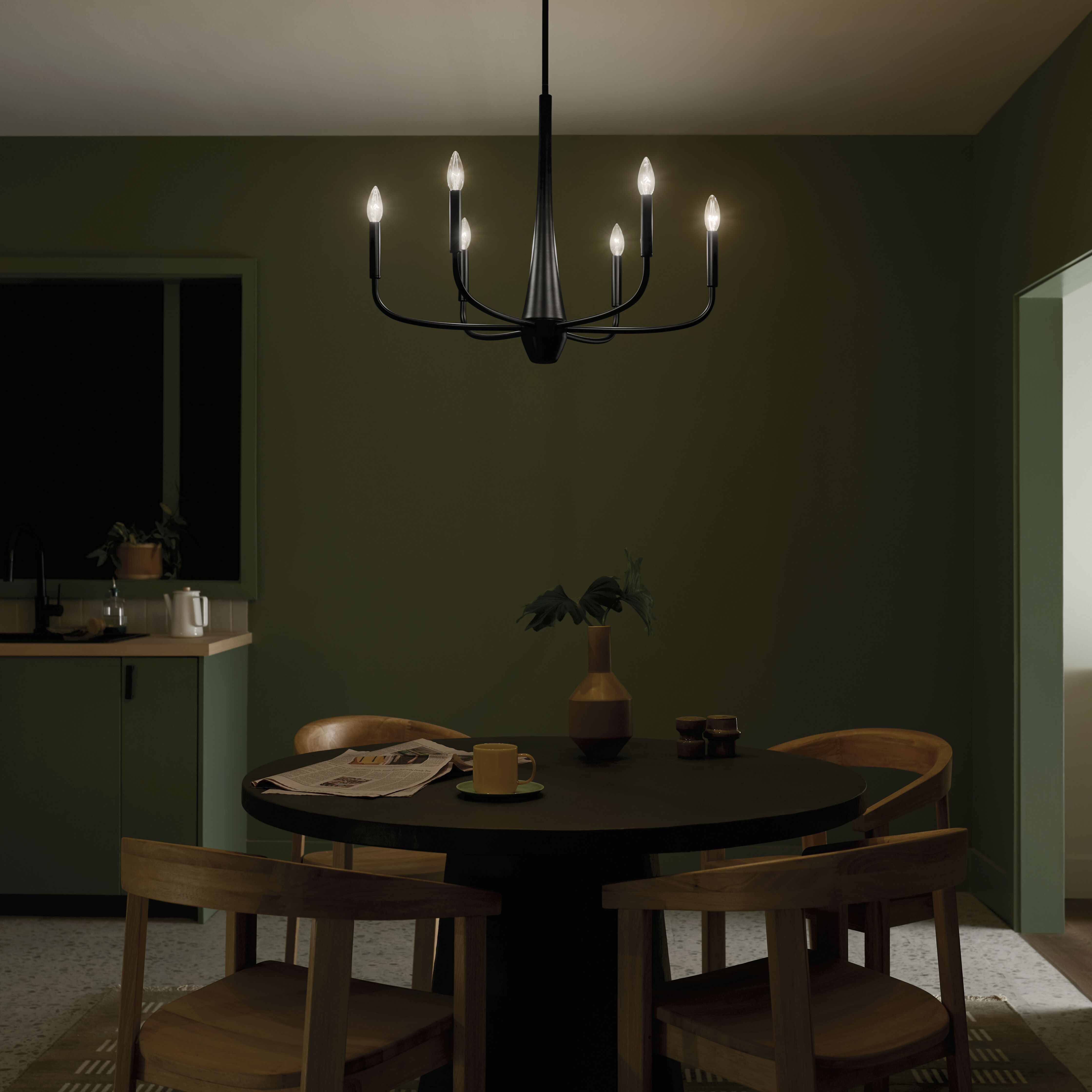 Kichler 52525BK Deela LED 28 inch Black Chandelier Ceiling Light