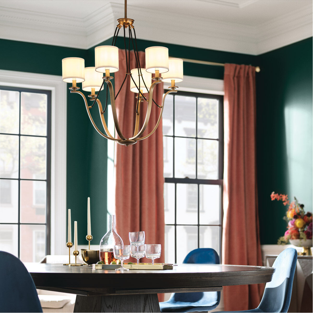 Thisbe 6 Light 27.5 inch Natural Brass Chandelier 1 Tier Medium Ceiling Light, 1 Tier Medium