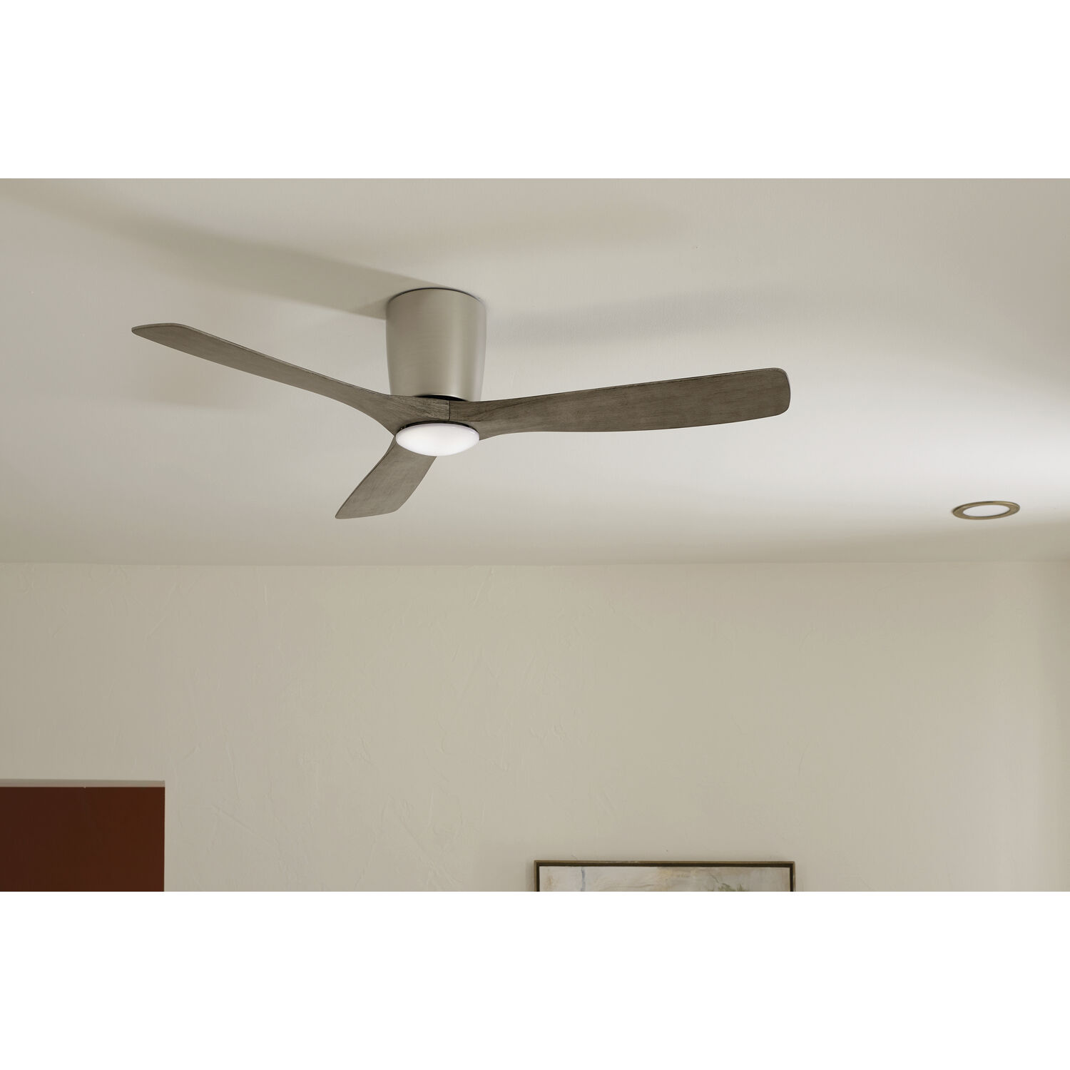 Volos 54 inch Brushed Nickel with Distressed Antique Gray/Distressed Antique Gray Blades Ceiling Fan
