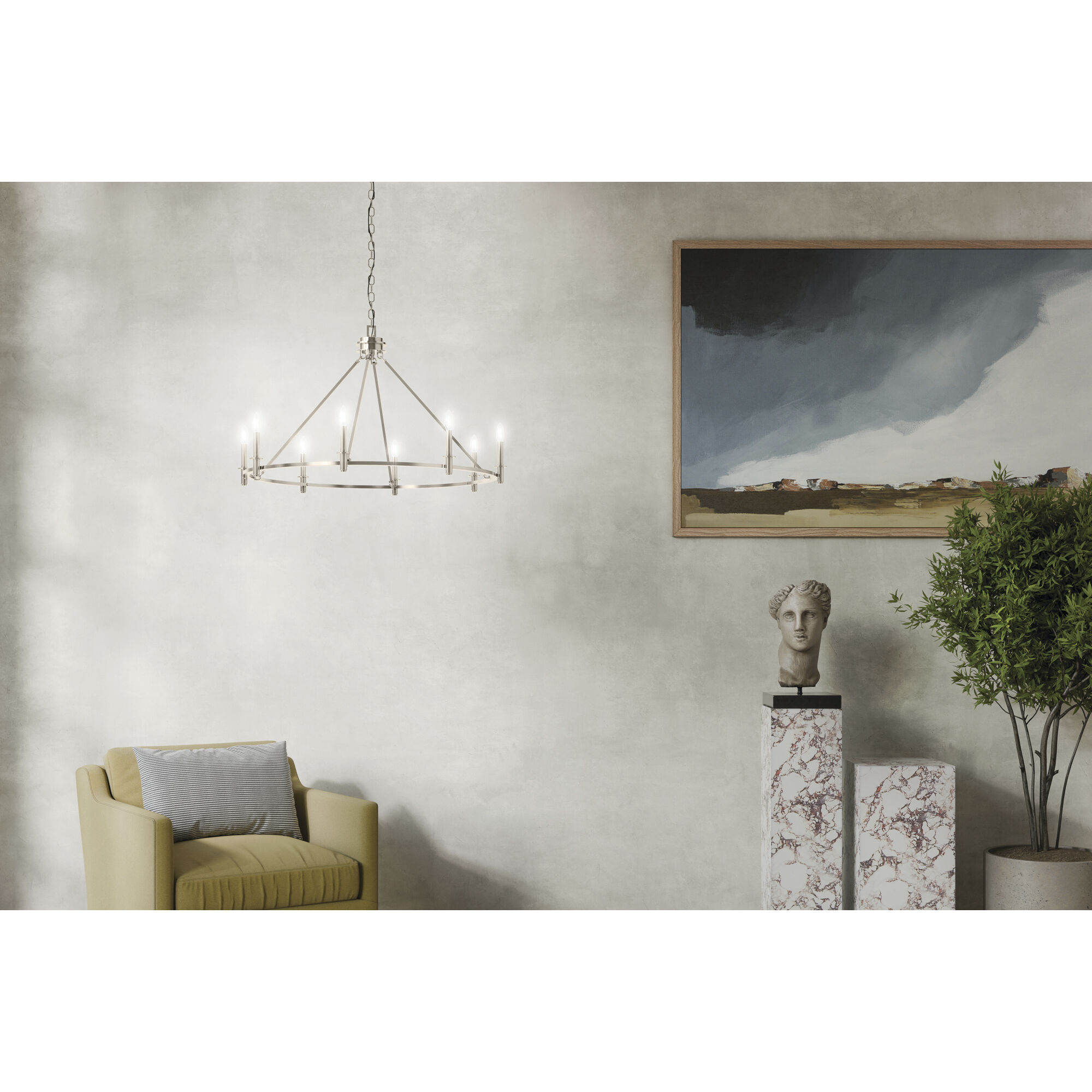 Carrick 8 Light Polished Nickel Chandelier Ceiling Light, 1 Tier Medium