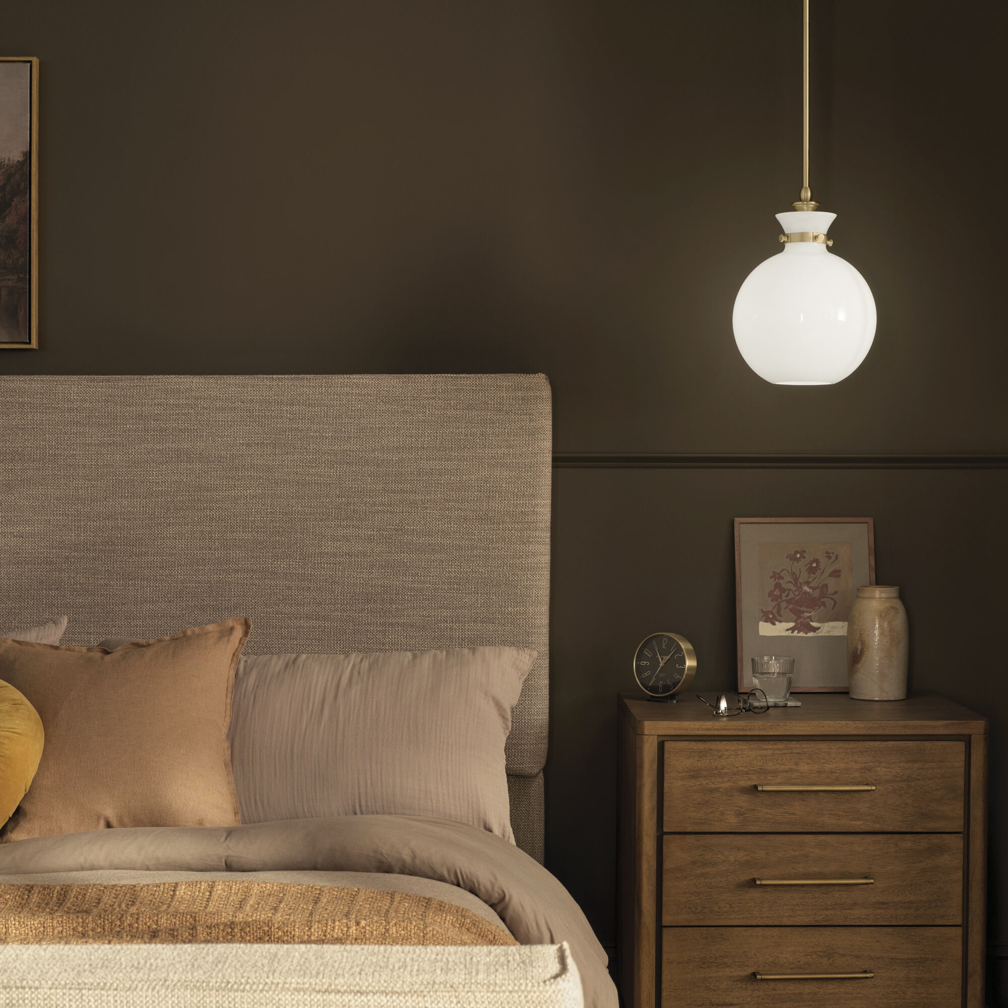 Laria 1 Light Champagne Bronze Pendant Ceiling Light in Opal