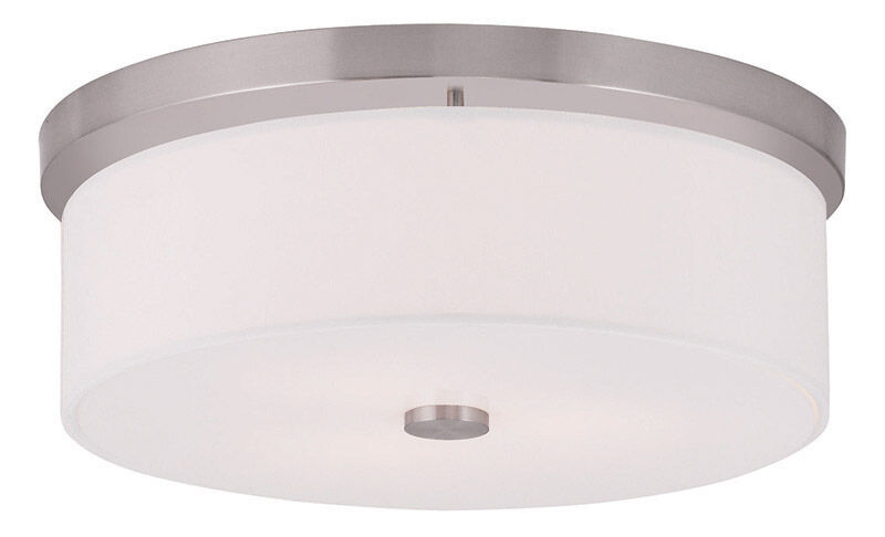Meridian 3 Light 15 inch Brushed Nickel Flush Mount Ceiling Light