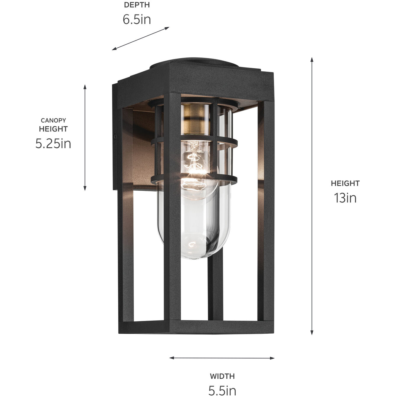 Hone 1 Light 13 inch Black Textured Outdoor Wall, Small