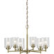 Winslow 6 Light Natural Brass Chandelier Ceiling Light, 1 Tier, Large