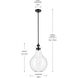 Laria 1 Light Black Pendant Ceiling Light in Clear