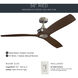 Ried 56 inch Brushed Nickel with Medium Walnut Blades Ceiling Fan