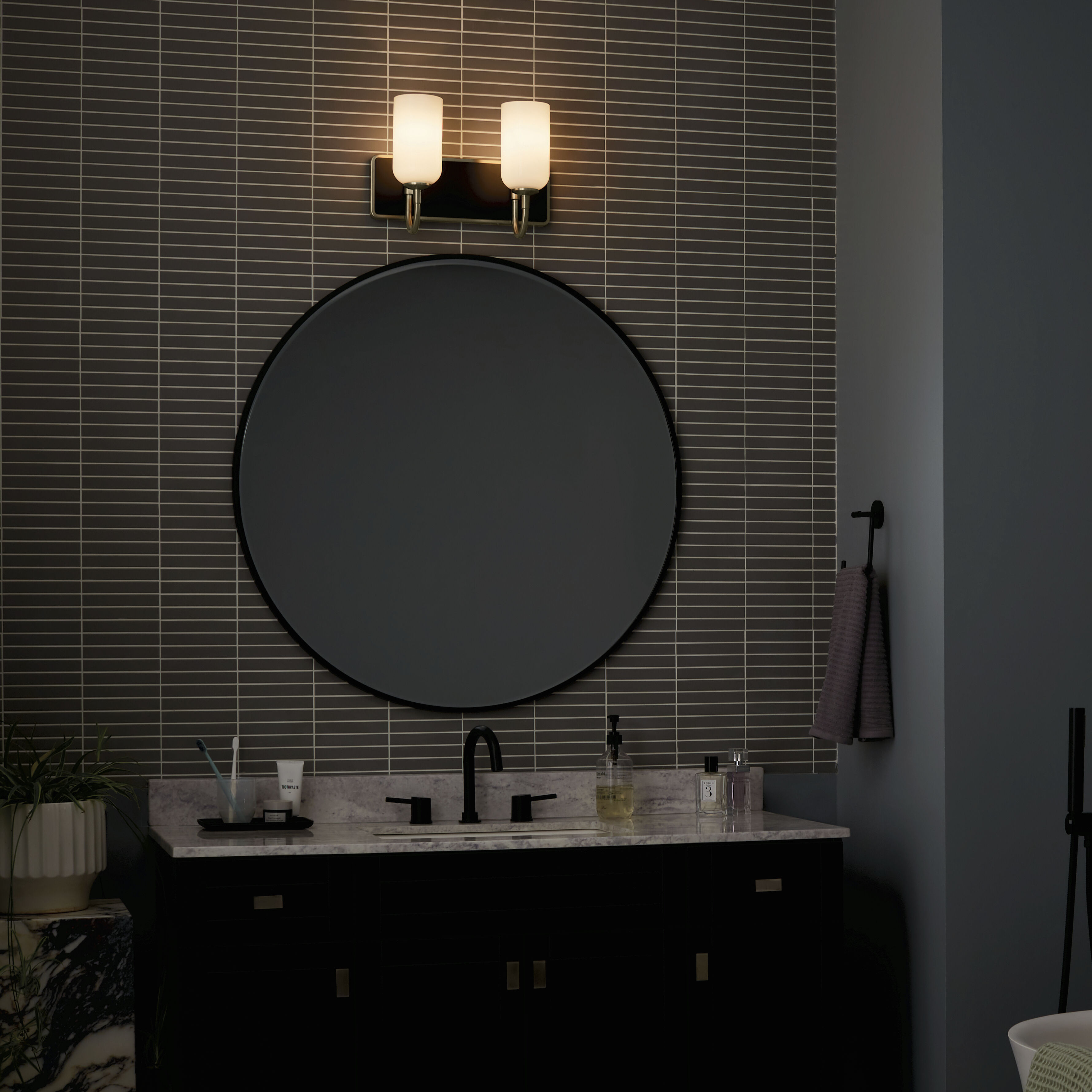 Solia LED 14.25 inch Champagne Bronze with Black Bathroom Vanity Light Wall Light