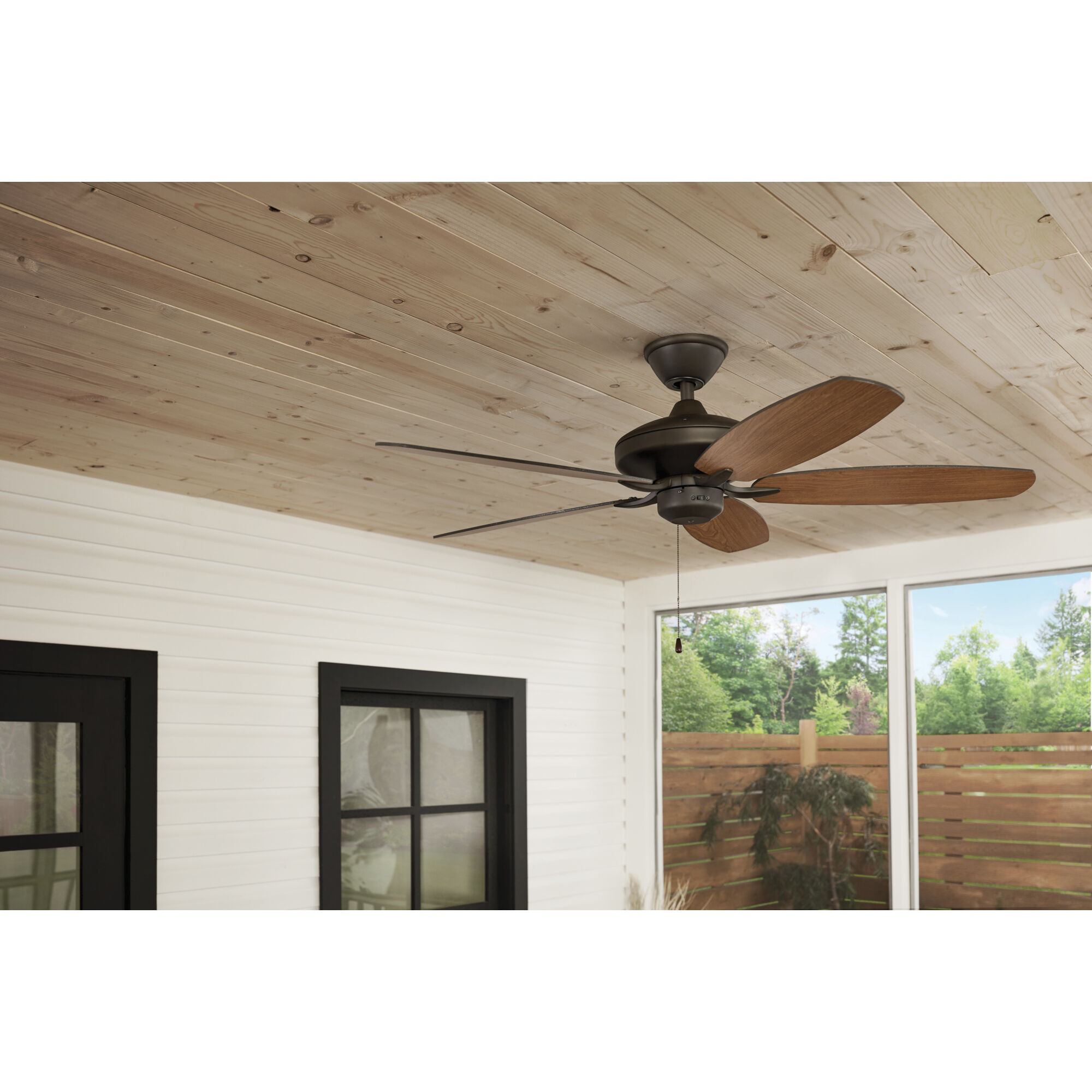 Renew Patio 52 inch Satin Natural Bronze with Walnut Blades Ceiling Fan