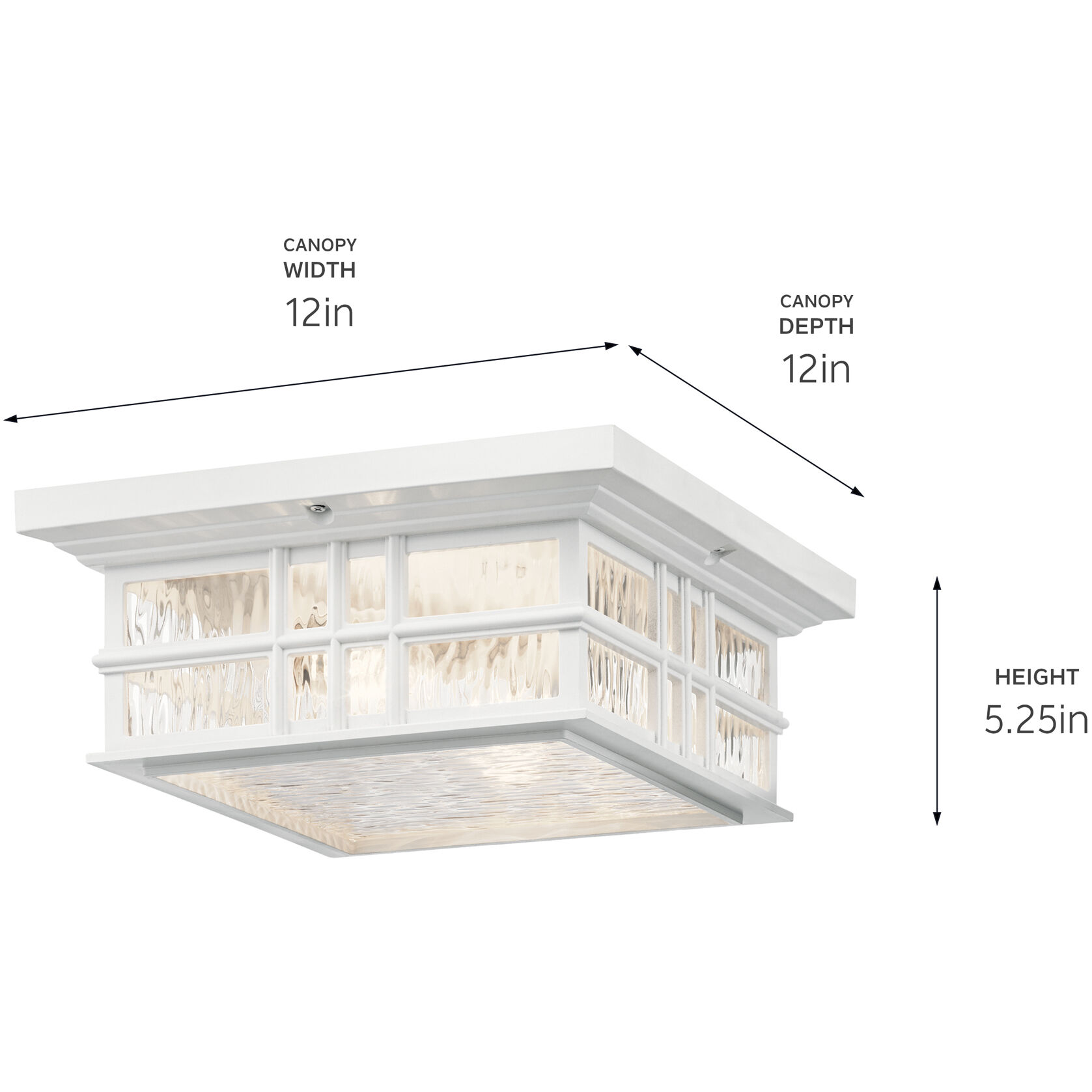 Beacon Square 2 Light 12 inch White Outdoor Flush & Semi Flush Mt
