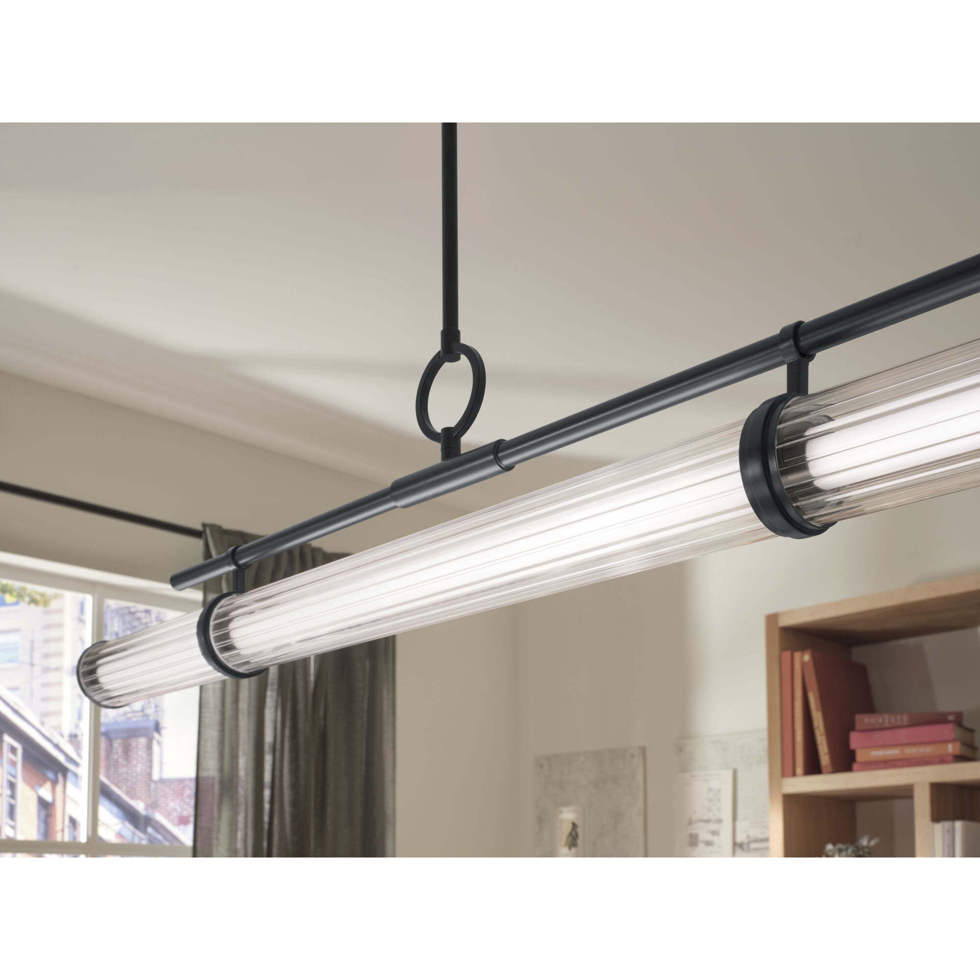 Riven LED 8 inch Black Chandelier Linear Ceiling Light