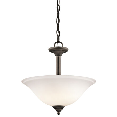 Armida 2 Light 15 inch Olde Bronze Inverted Pendant/Semi Flush Ceiling Light in Satin Etched White Glass, Incandescent