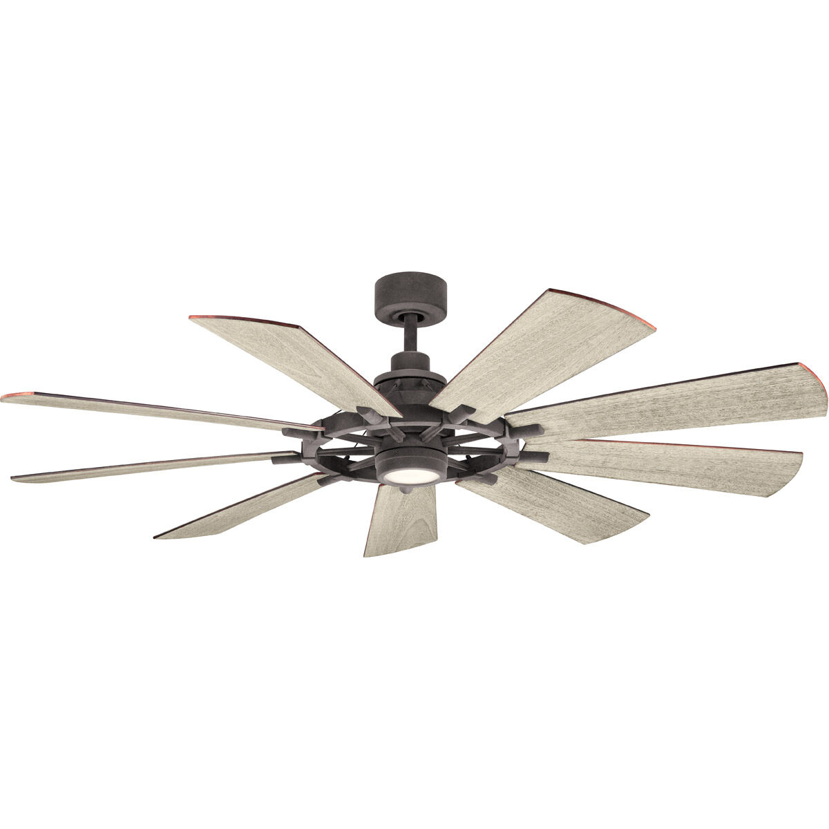 Gentry 65 inch Weathered Zinc with Wthrd Wh Wn Blades Ceiling Fan in Weathered White Walnut/Walnut
