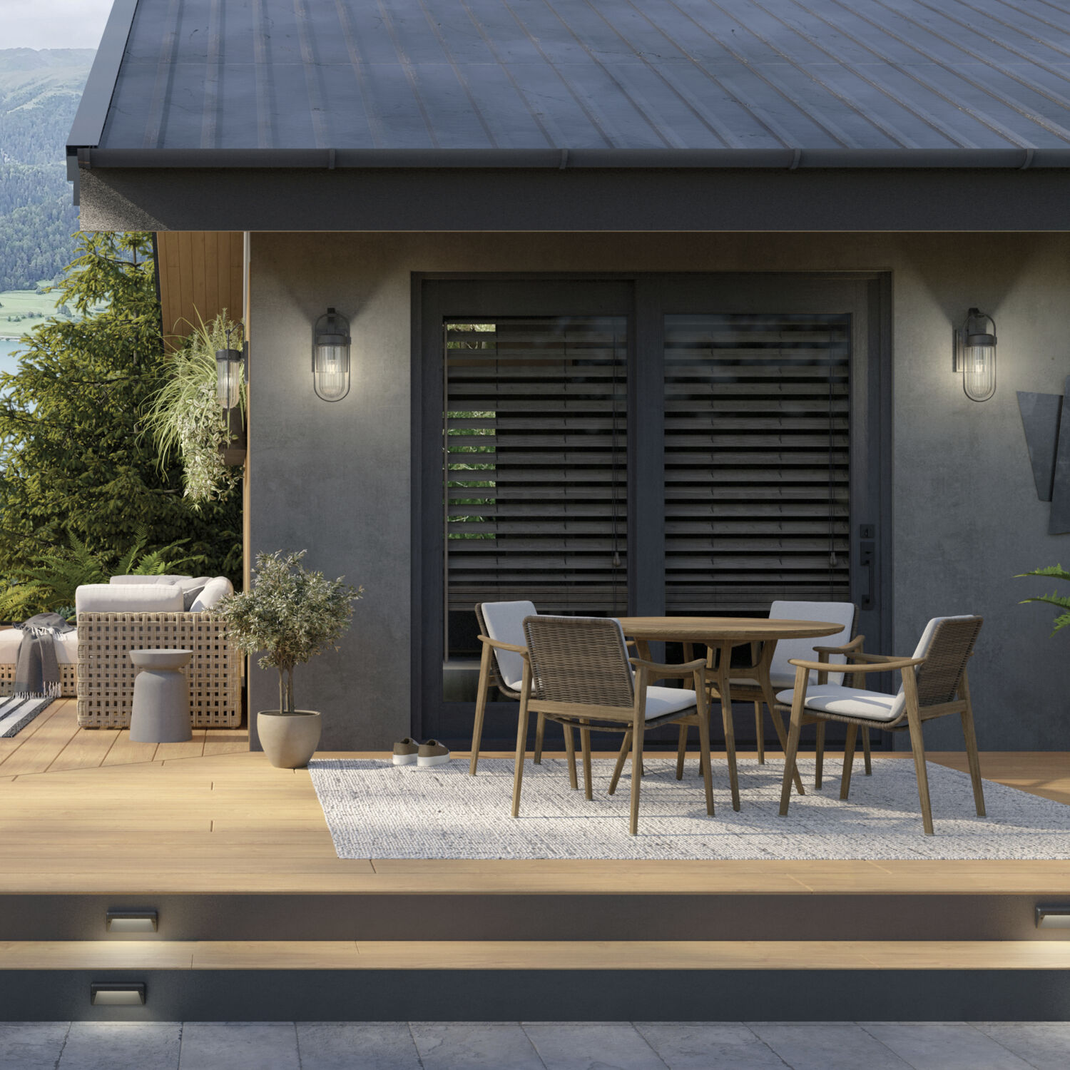 Brix 1 Light 19.25 inch Black Textured Outdoor Wall, Medium