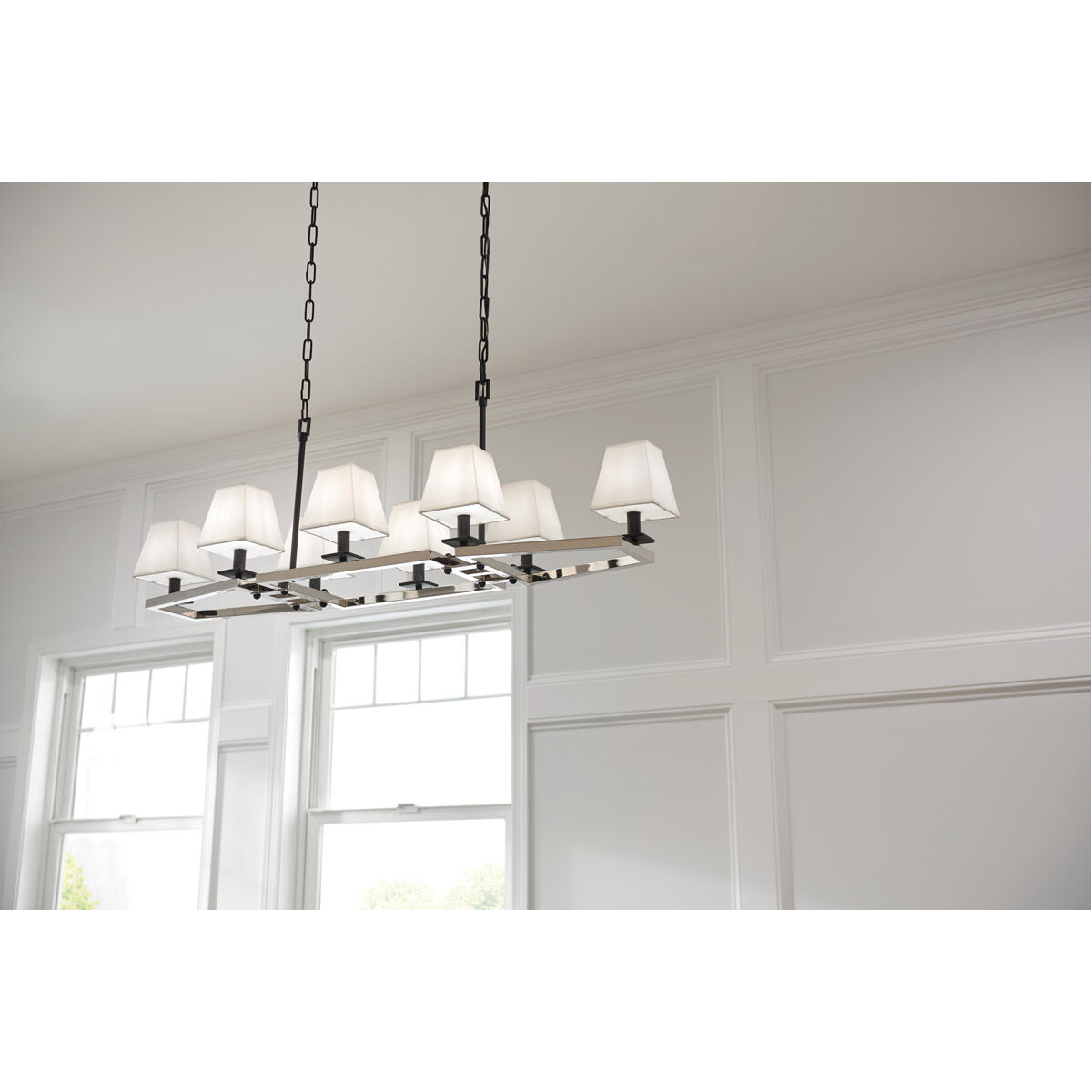 Dancar 8 Light 16 inch Polished Nickel Chandelier Linear (Double) Ceiling Light