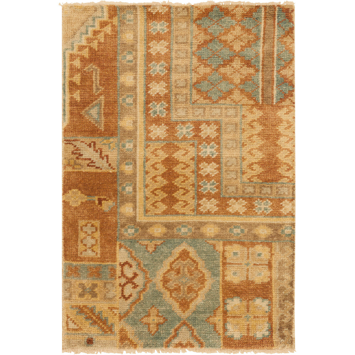 Ainsley 36 X 24 inch Tan, Burnt Orange, Teal, Camel, Mustard Rug