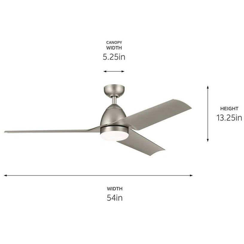 Fit 54 inch Painted Brushed Nickel with Silver Blades Ceiling Fan