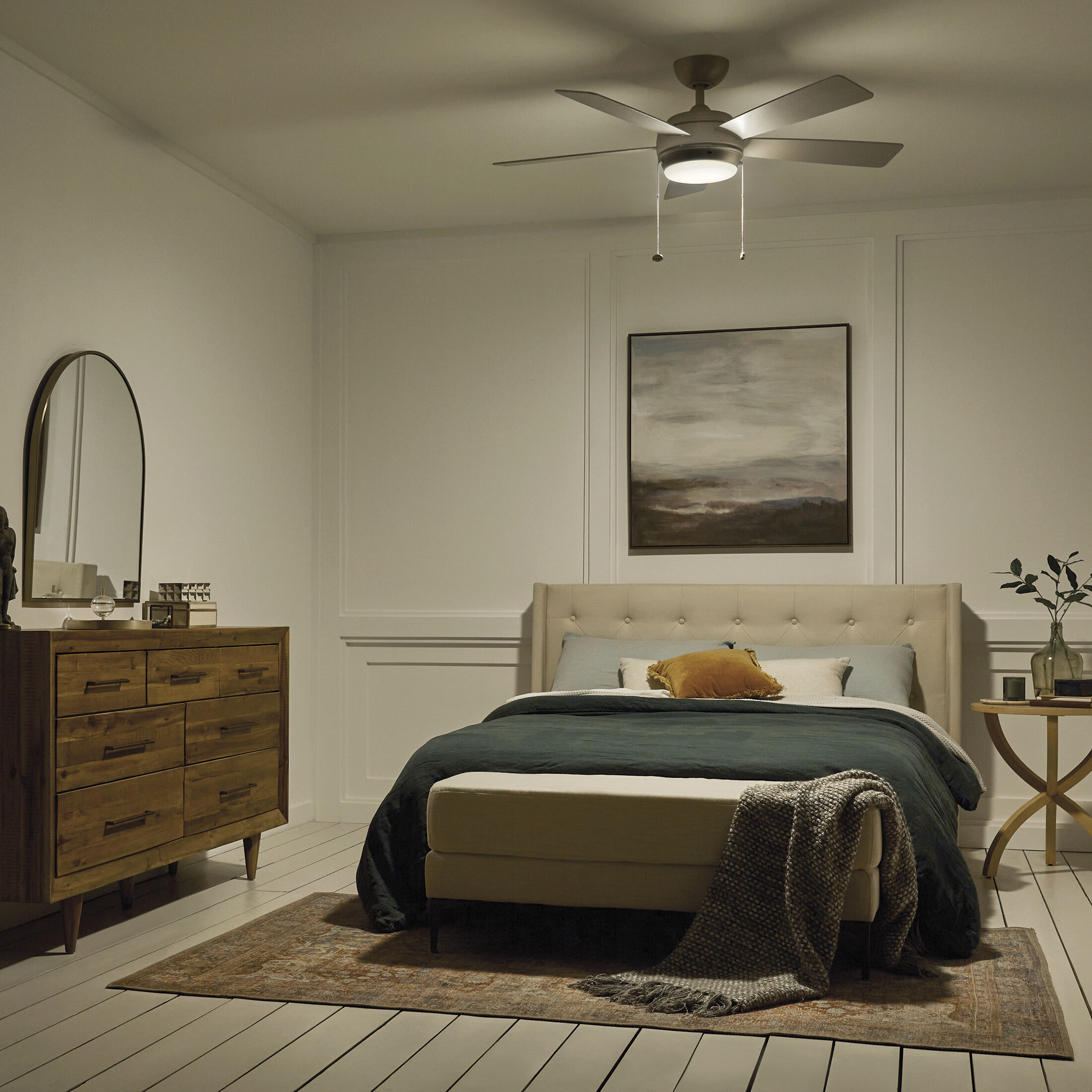 Starkk 52 inch Brushed Nickel with Walnut Blades Ceiling Fan