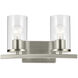 Crosby 2 Light 15.25 inch Brushed Nickel Bath Light Wall Light