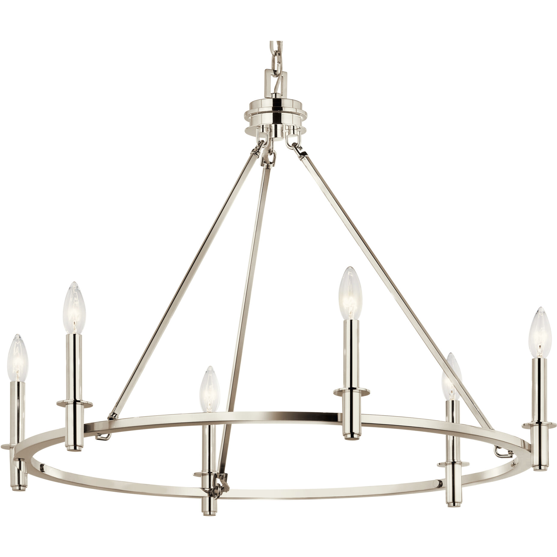 Carrick 6 Light Polished Nickel Chandelier Ceiling Light, 1 Tier Small