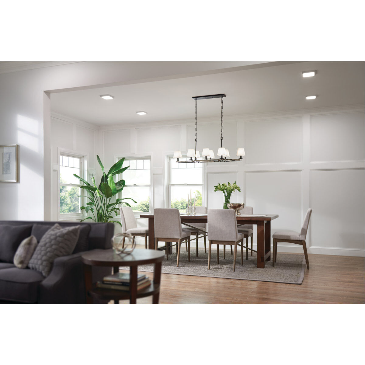 Dancar 8 Light 16 inch Polished Nickel Chandelier Linear (Double) Ceiling Light