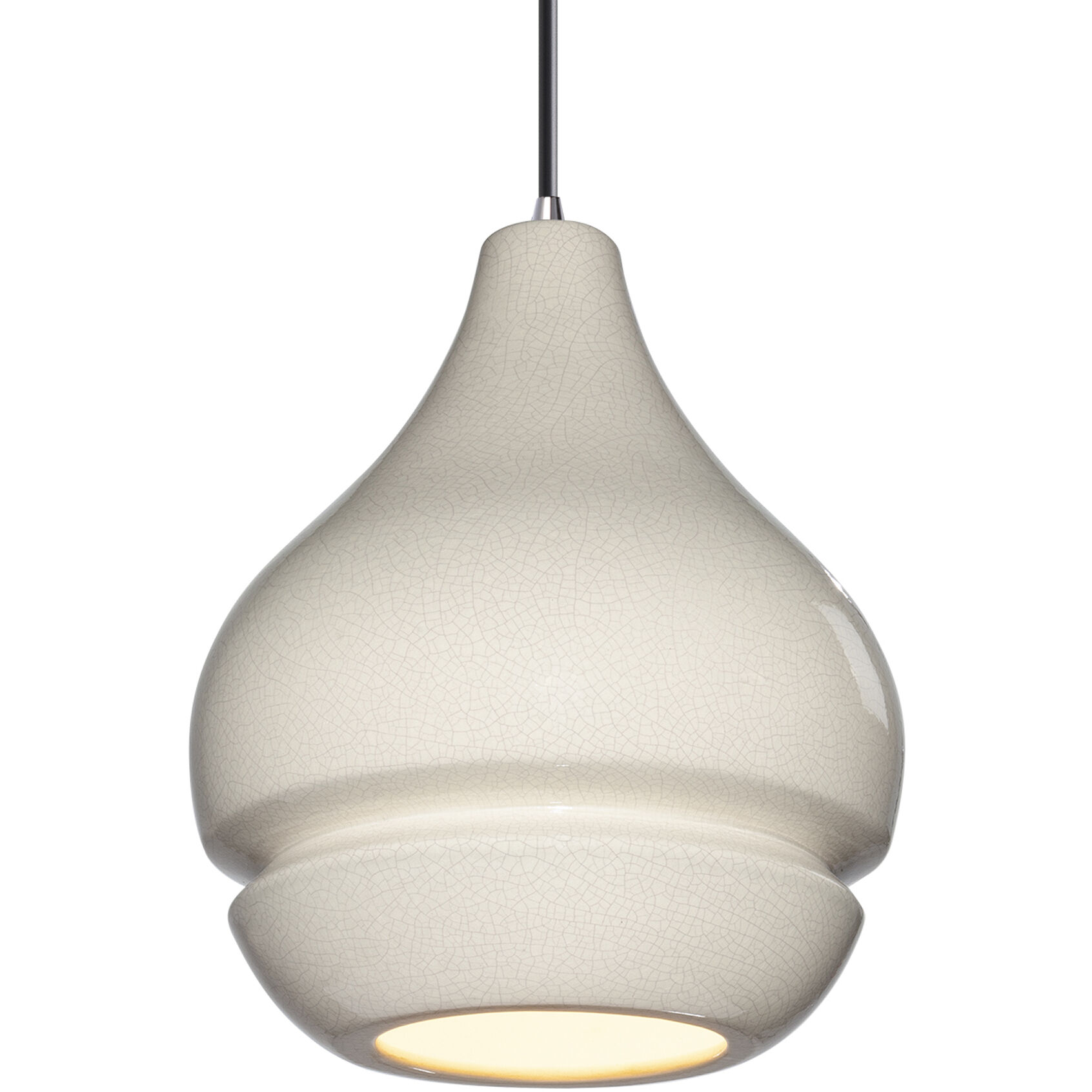 Radiance Collection 1 Light 8 inch Polished Chrome and White Crackle and Black Pendant Ceiling Light