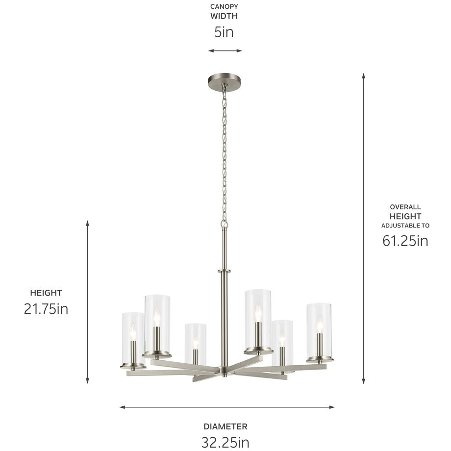 Crosby 6 Light Brushed Nickel Chandelier Ceiling Light