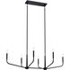 Madden 6 Light 17.75 inch Black Chandelier Linear Ceiling Light, Double