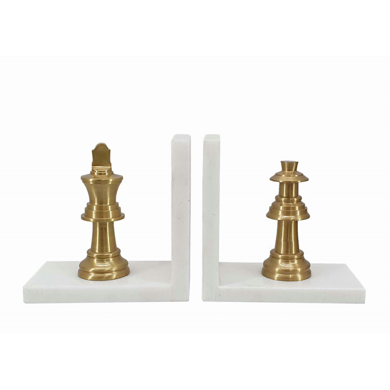 Anita 5.5 X 3.1 inch White and Gold Book Ends