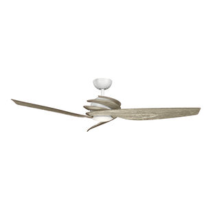 Spyra 62 inch Matte White with Wthrd Wh Wn Blades Ceiling Fan in Weathered White Walnut