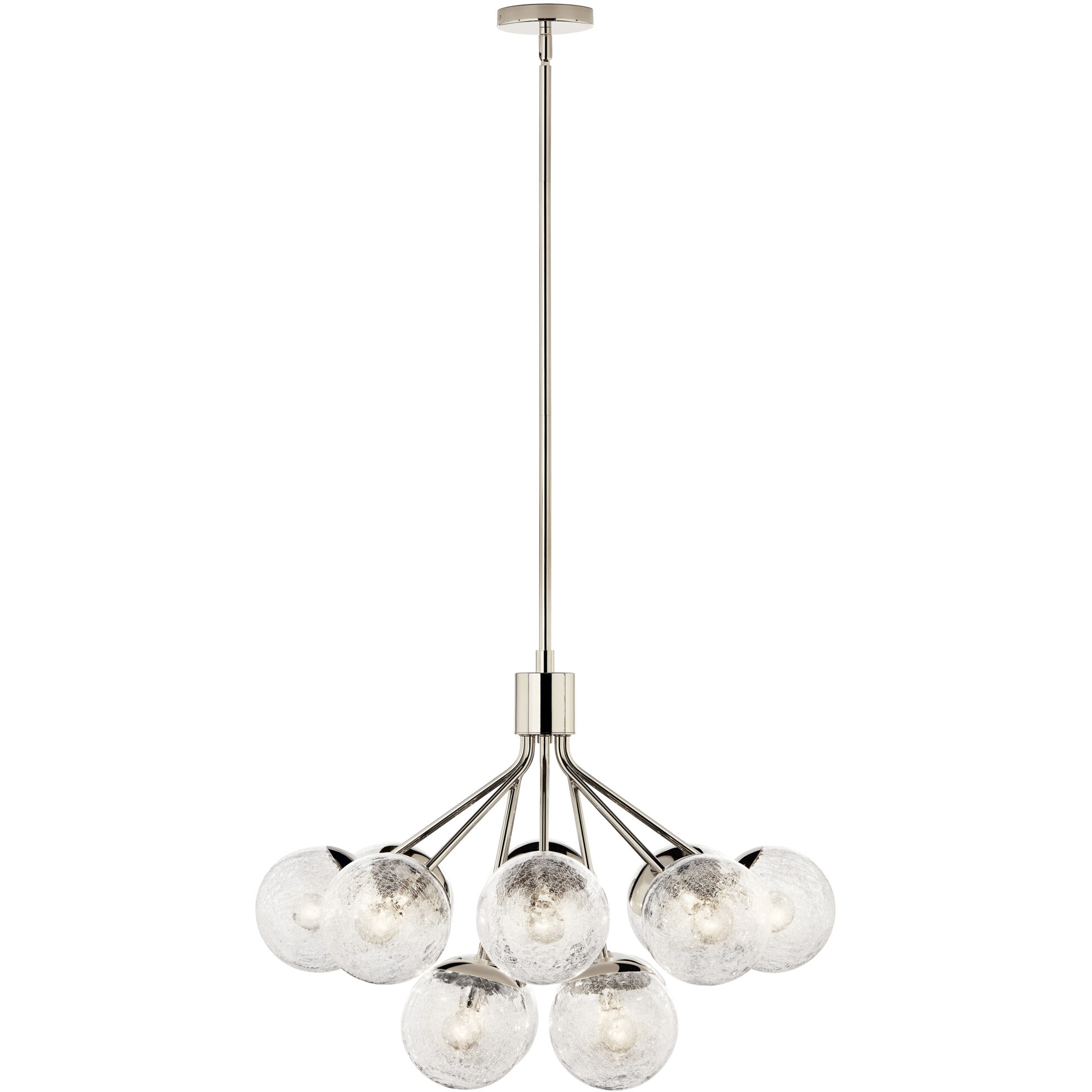 Silvarious 12 Light Polished Nickel Chandelier/Semi Flush Ceiling Light in Clear Crackle