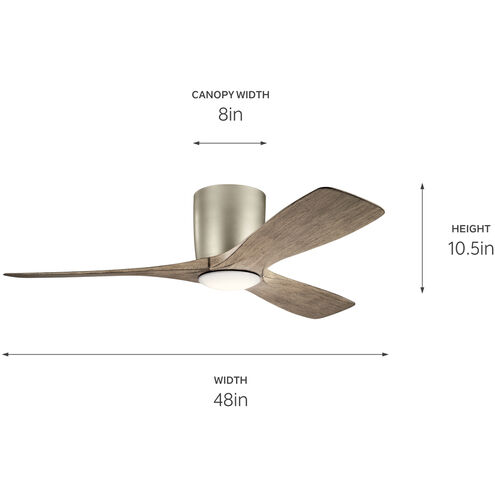 Volos 48 inch Brushed Nickel with Dist Antiq Gray Blades Ceiling Fan