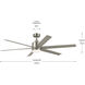 Loa 65 inch Painted Brushed Nickel with Silver Blades Ceiling Fan
