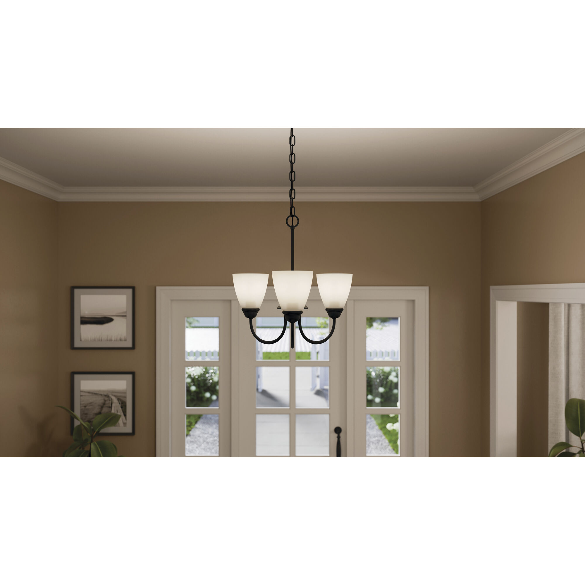 Jolie 3 Light Black Mini Chandelier Ceiling Light in Incandescent