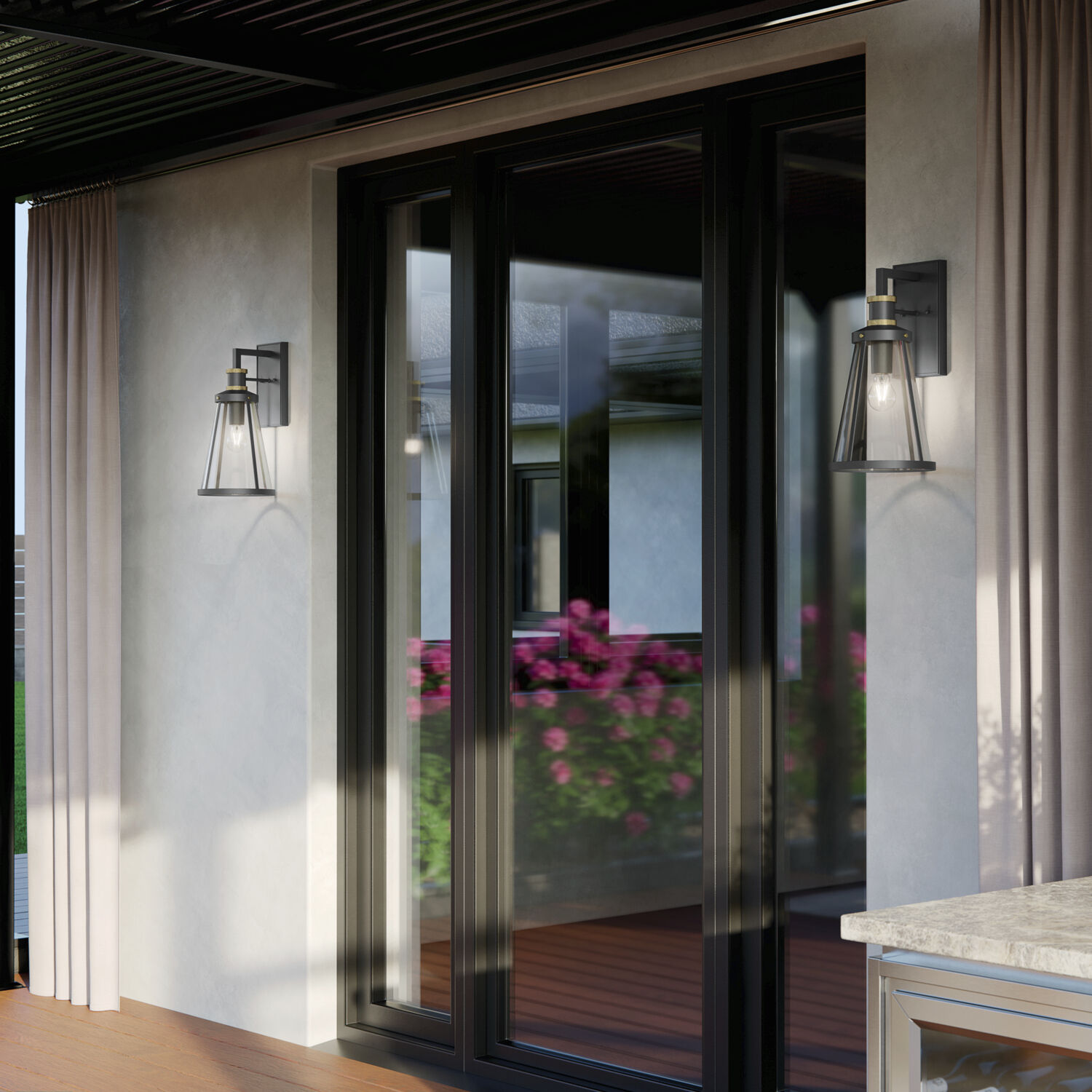 Talman 1 Light 18 inch Black Textured Outdoor Wall, Medium