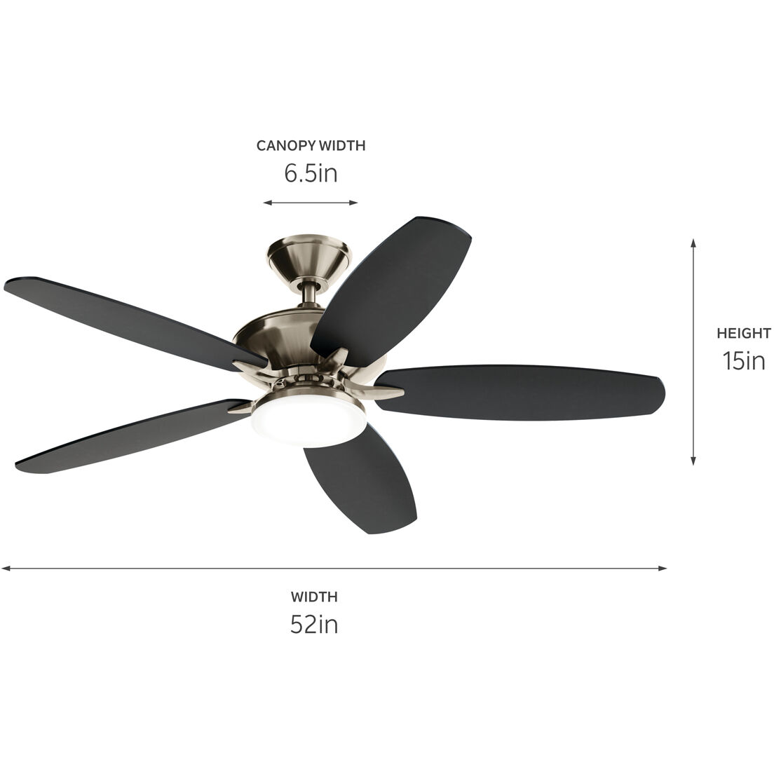 Renew Designer 52 inch Painted Brushed Nickel with Silver Blades Ceiling Fan