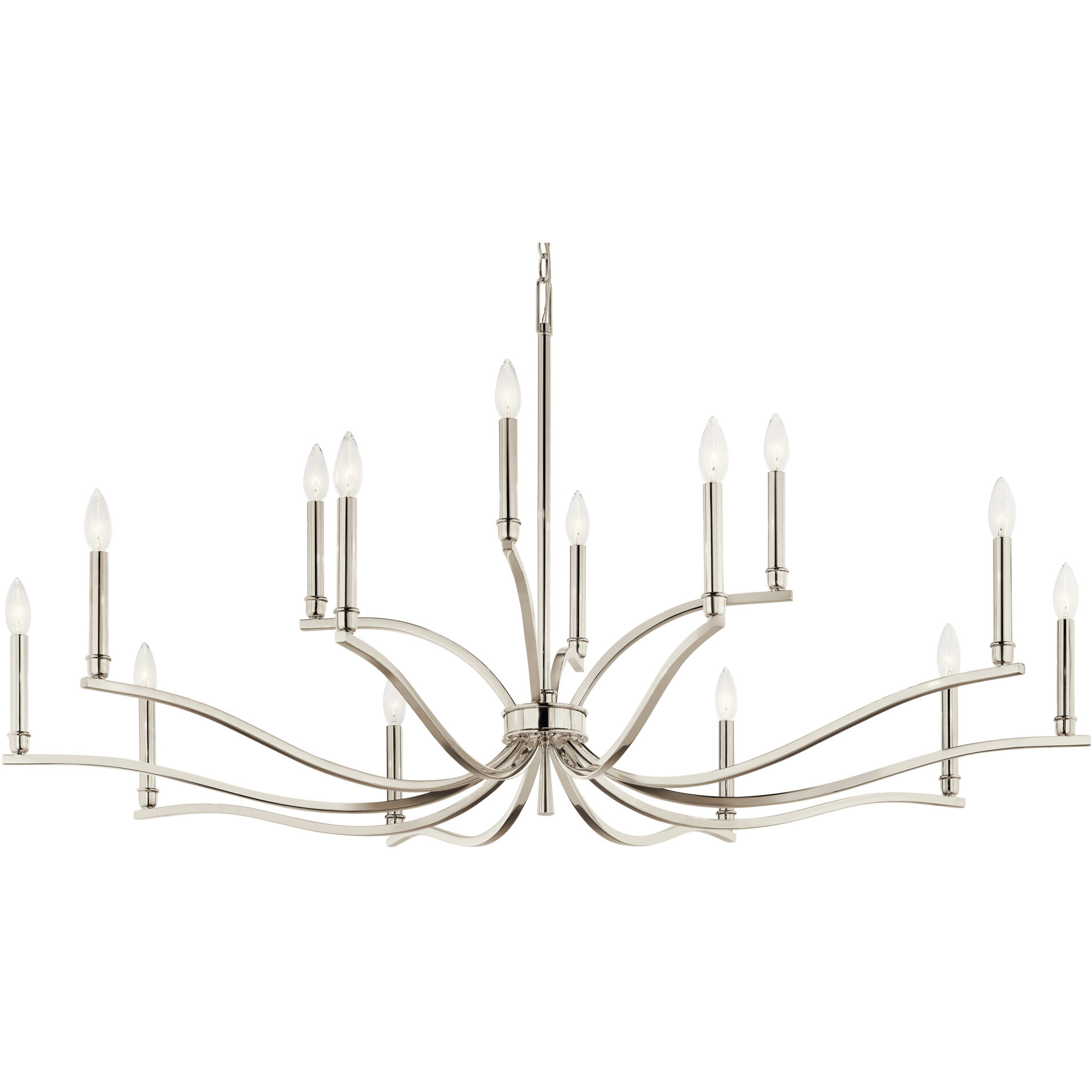 Malene 14 Light Polished Nickel Chandelier Ceiling Light, 2 Tier Large