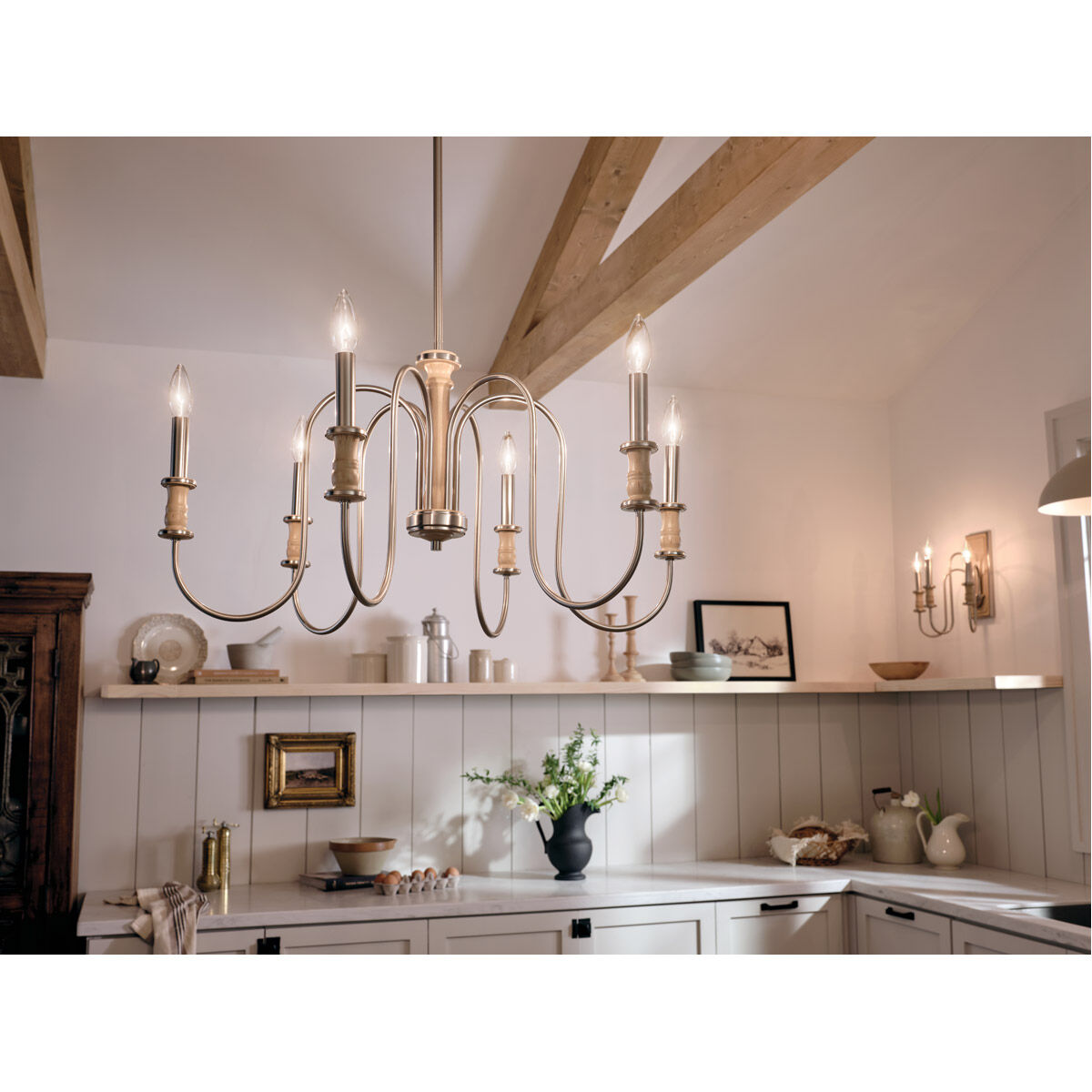 Homestead Karthe 6 Light 29 inch Brushed Nickel Chandelier Ceiling Light, Karthe