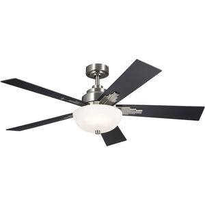 Vinea 52 inch Brushed Stainless Steel with Black Blades Ceiling Fan