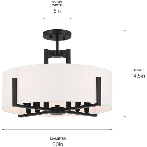 Malen LED 20 inch Black Semi Flush Mount Ceiling Light