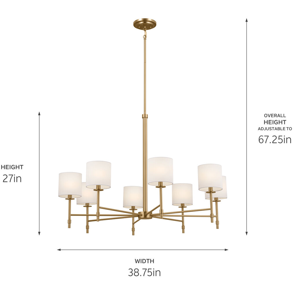 Ali 8 Light 38.75 inch Brushed Natural Brass Chandelier Ceiling Light