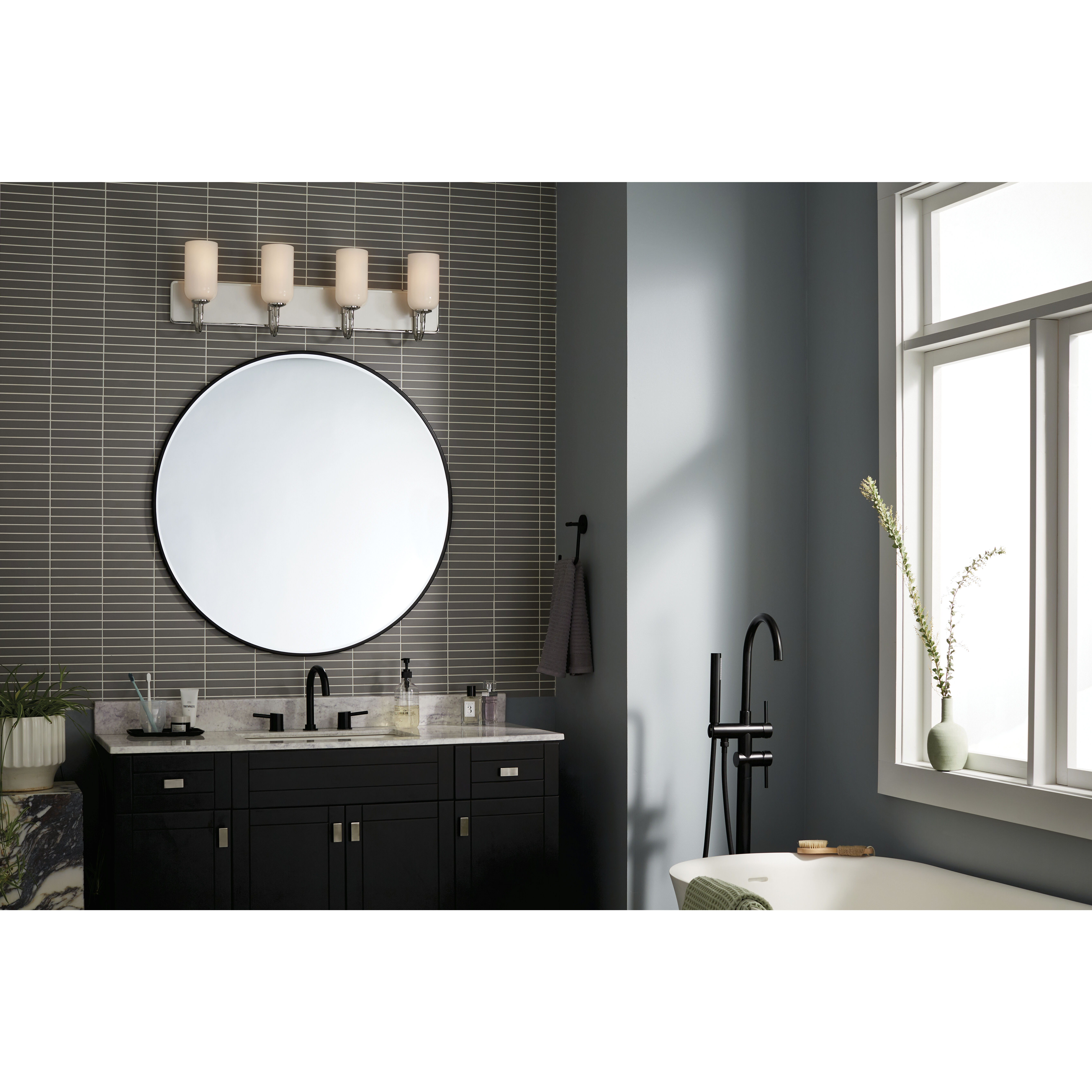 Solia LED 32 inch Polished Nickel with Satin Nickel Bathroom Vanity Light Wall Light