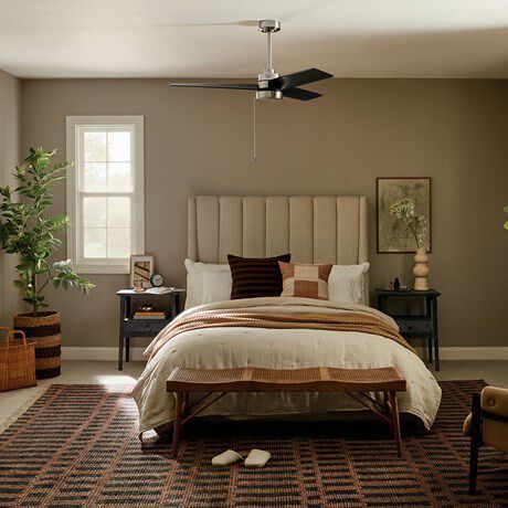 Spyn Lite 52 inch Brushed Nickel with Satin Black Blades Ceiling Fan