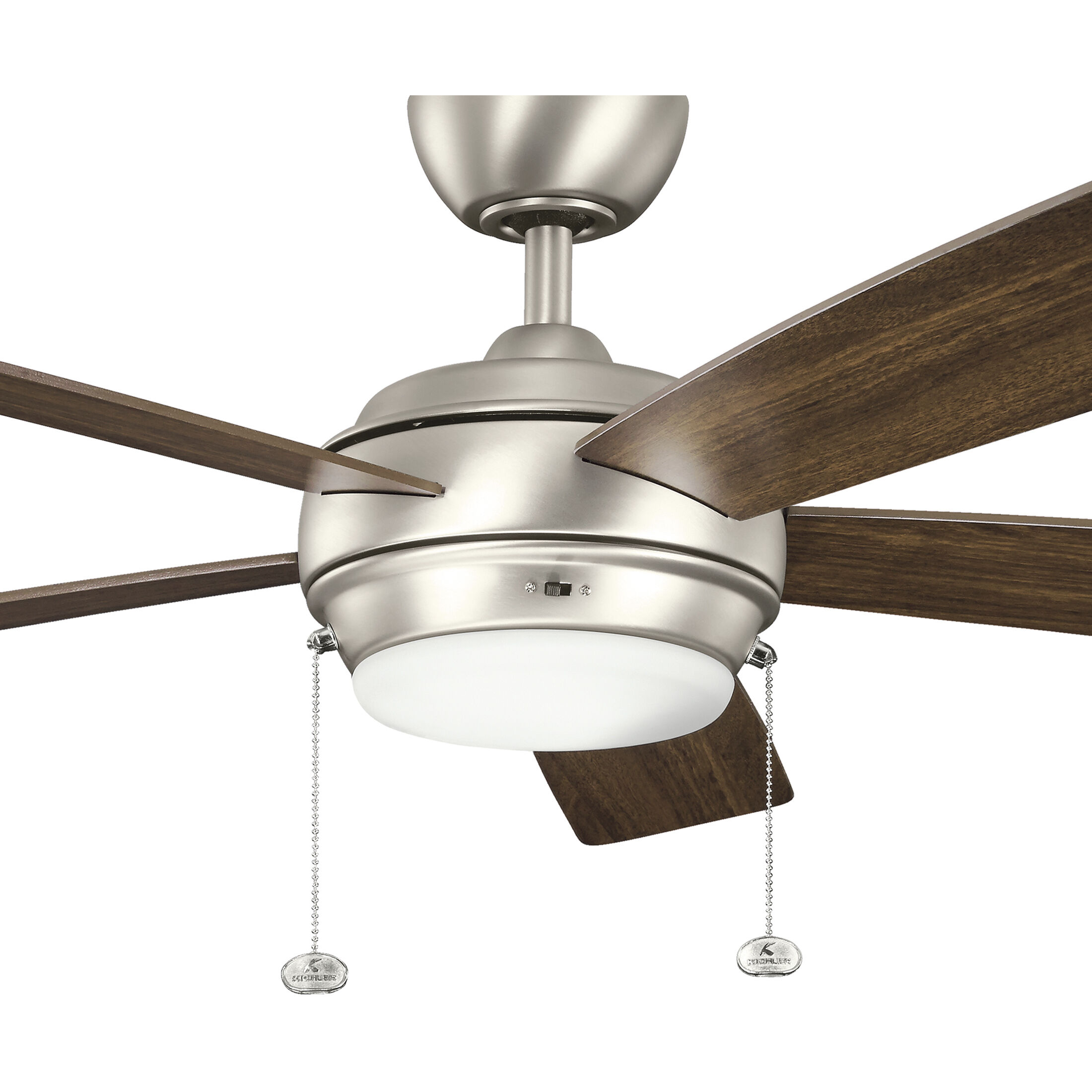 Starkk 52 inch Brushed Nickel with Walnut Blades Ceiling Fan