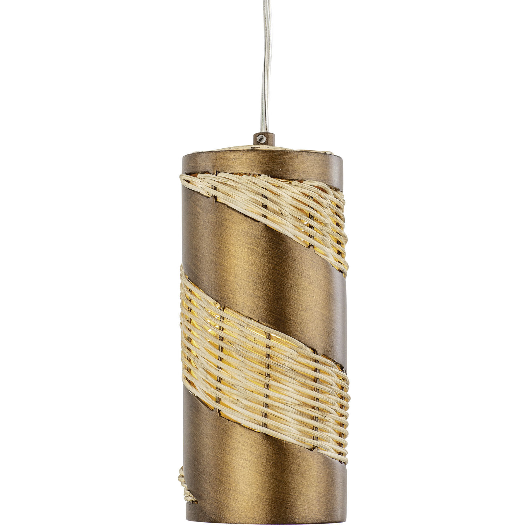 Flow 1 Light 4 inch Baguette and Natural Rattan Mini Pendant Ceiling Light in Baguette/Natural Rattan, Smithsonian Collaboration